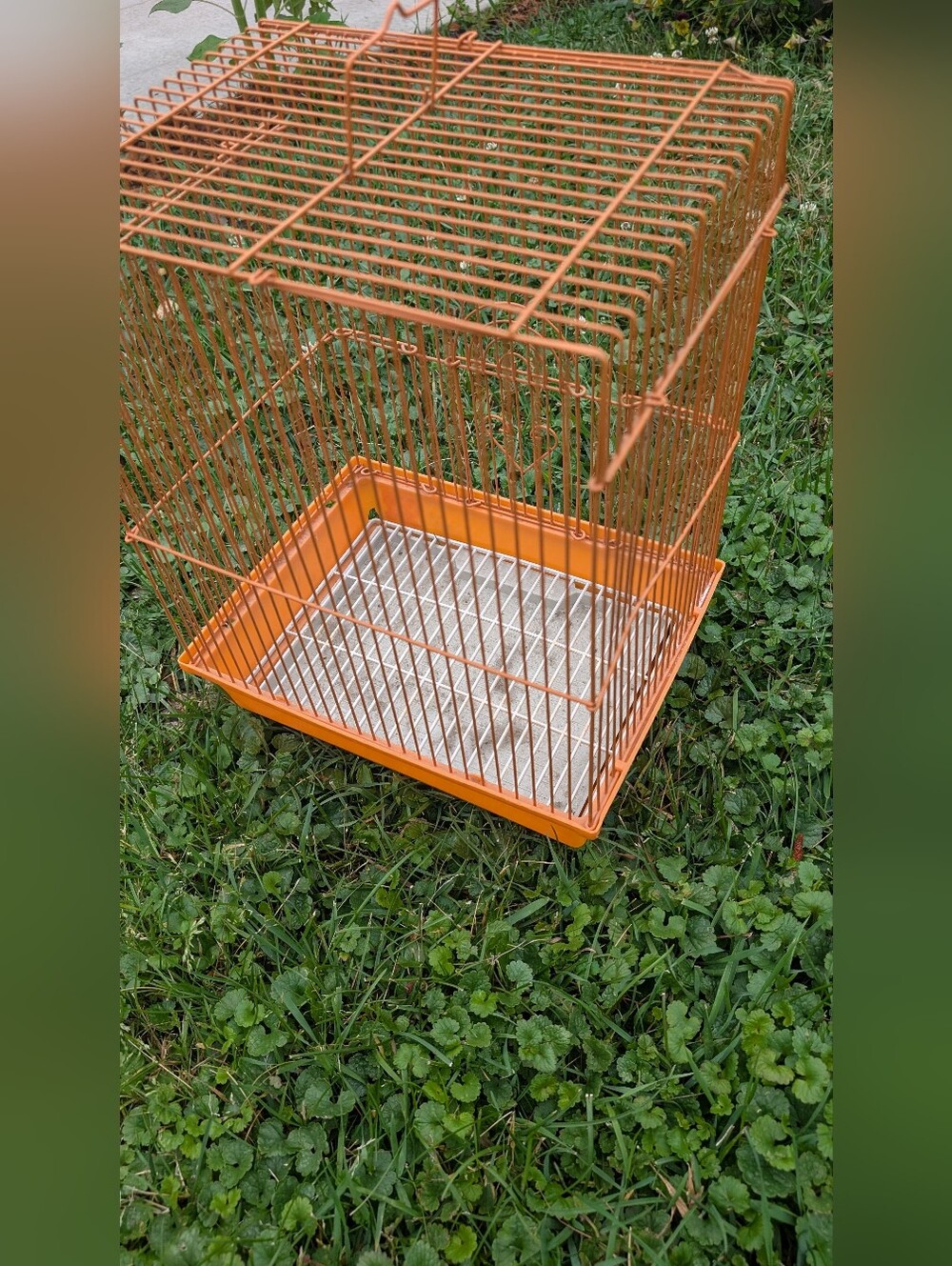 1970s Bright Orange Small Bird Cage